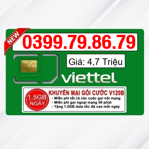 Sim Viettel số đẹp - Hàng chính hãng - 0399.79.86.79