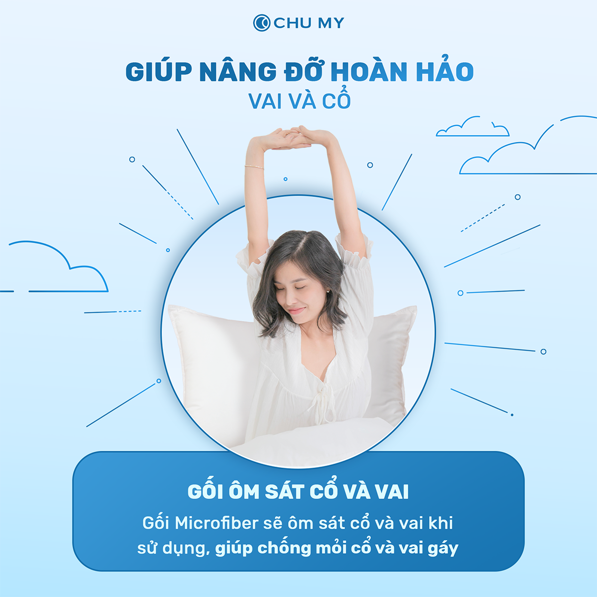 Ruột Gối Lông Vũ Nhân Tạo Cao Cấp Chumy - Gối khách sạn 5 sao - Chống mỏi cổ mỏi vai gáy