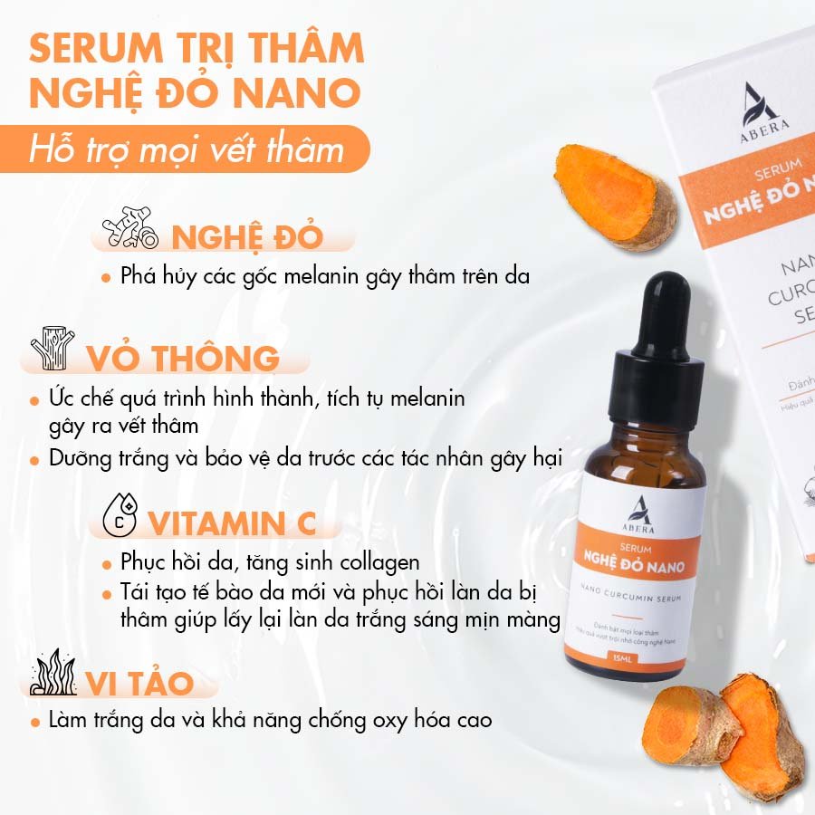 Serum Nghệ Đỏ Nano Abera 15ml Làm Mờ Mọi Loại Thâm & Dưỡng Trắng Da