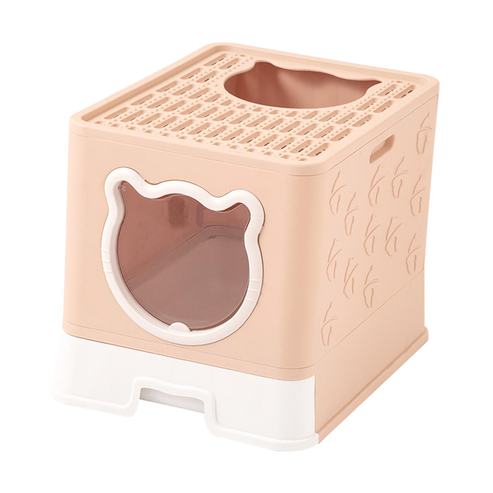 Hooded Cat Litter Box with Lid Enclosed Cat Litter Box Sand Box Container Cats Toilet Pet Litter Tray with Scooper for Rabbit Indoor Cats