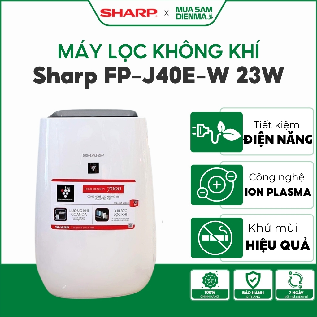 Máy Lọc Không Khí Sharp Fp - J40E - W 23W - Hàng Chính Hãng