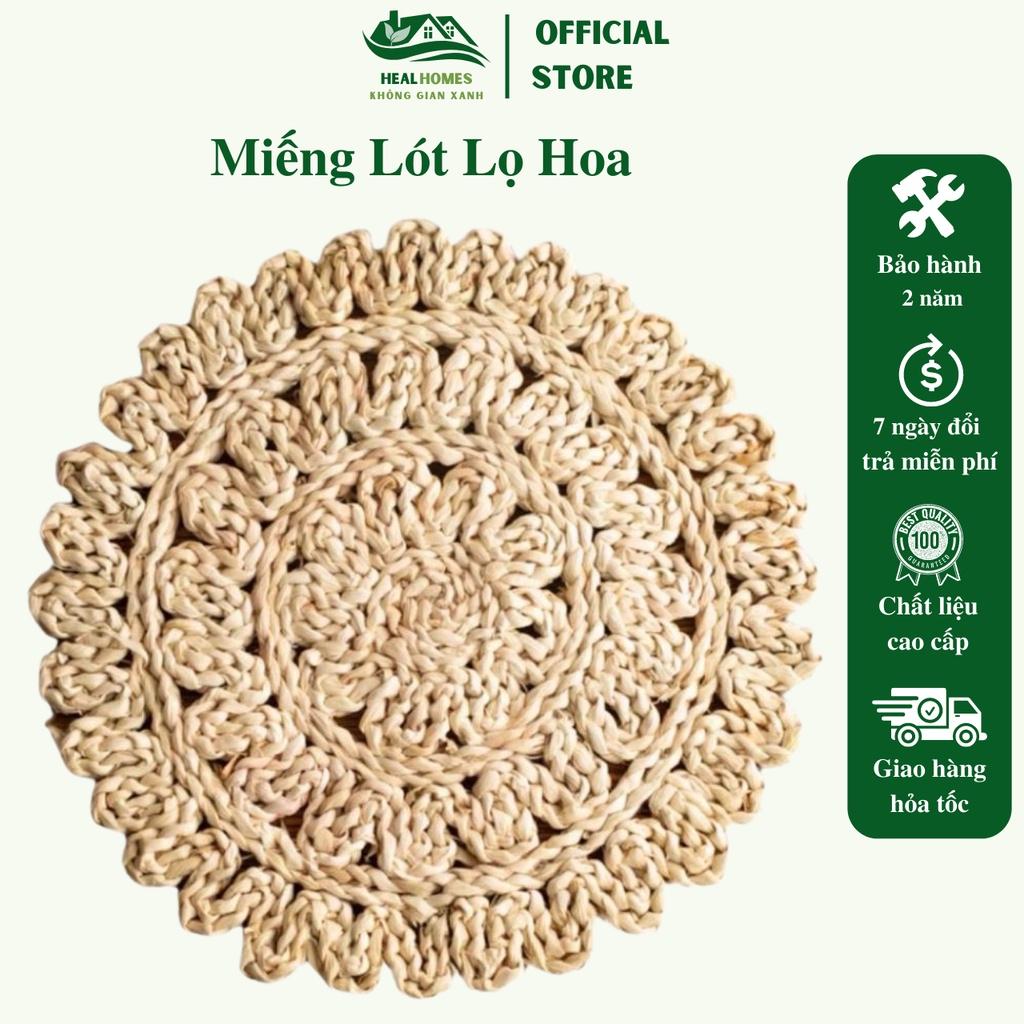 Lót lọ hoa cói đan hoa, trang trí decor Mây Tre Đan, đồ dùng không gian phòng bếp, sản phẩm thủ công mỹ nghệ / HealHomes