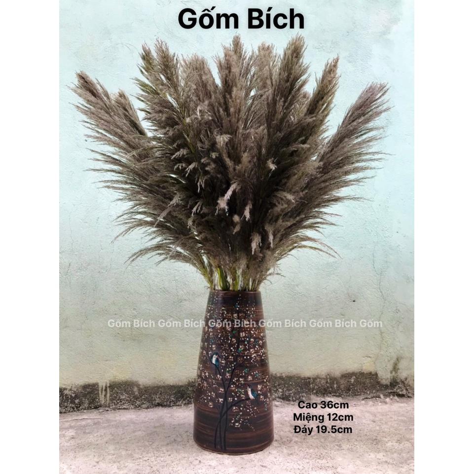 Bình Hoa Lọ Hoa Men Mộc Cao 36cm Dáng Ống Gốm Sứ Bát Tràng - Gốm Bích