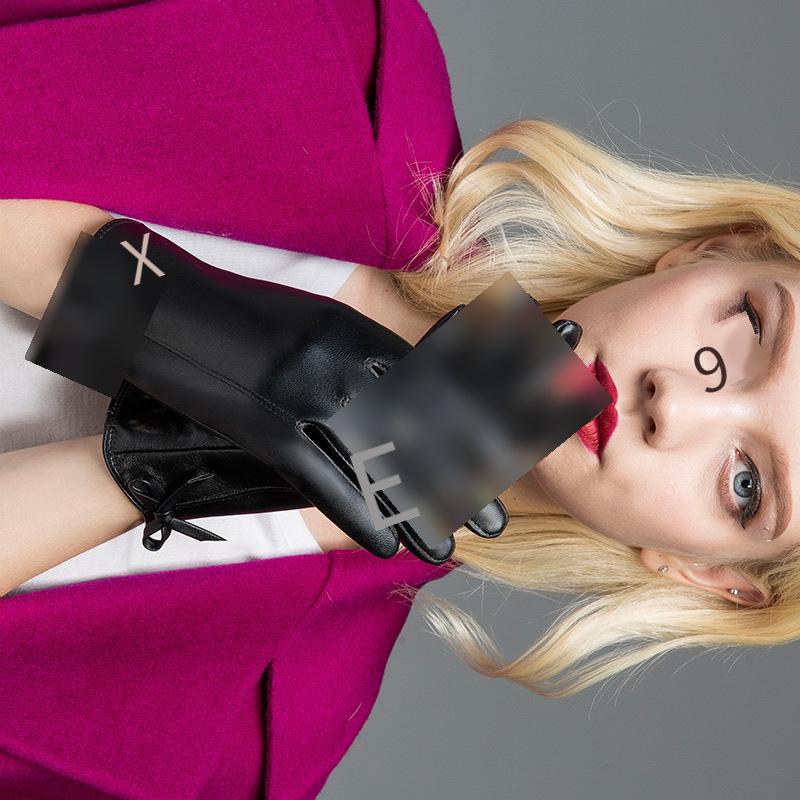 Phong cách mới nhất của phụ nữ găng tay da mùa đông đầy đủ màn hình cảm ứng lái xe ô tô điện thời trang chống gió cộng với găng tay nhung dày ấm áp để đi ngoài trời