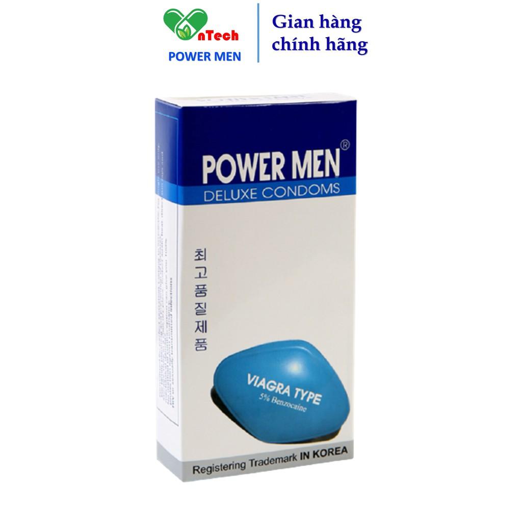 Bao cao su POWER MEN VIAGRA TYPE siêu mỏng trơn nhiều gel bôi trơn chứa 7% Benzocain siêu kéo dài thời gian