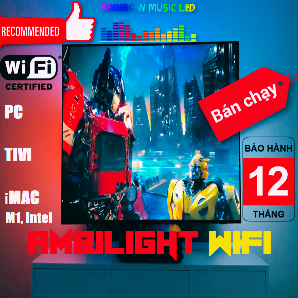 Đèn led Ambilight WiFi theo màu màn hình dành cho PC, Laptop, MacOS, Tivi kết hợp 50 hiệu ứng nhạc