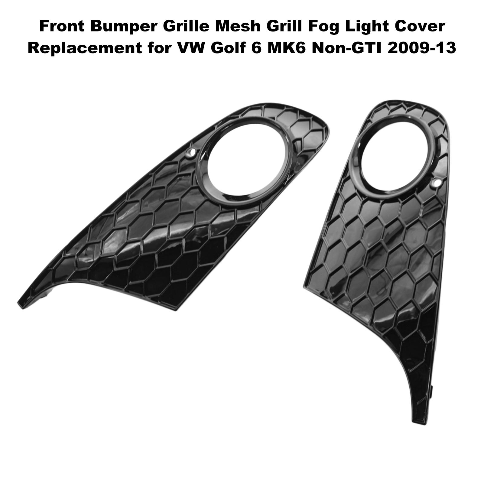 Front Bumper Grille Mesh Grill Fog Light Cover Replacement for VW Golf 6 MK6 Non-GTI 2009-13