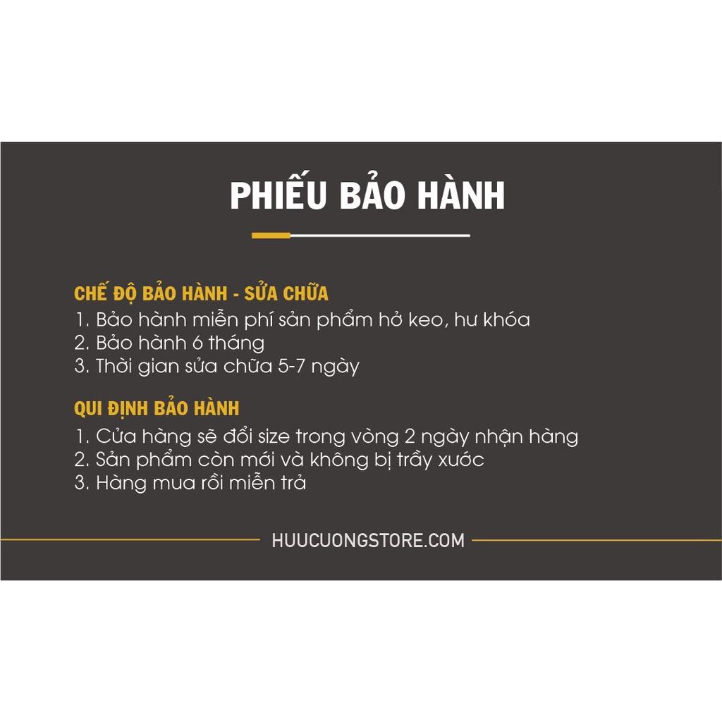 Dép Nam Huucuong dập chỉ da bò đen đế trấu handmade