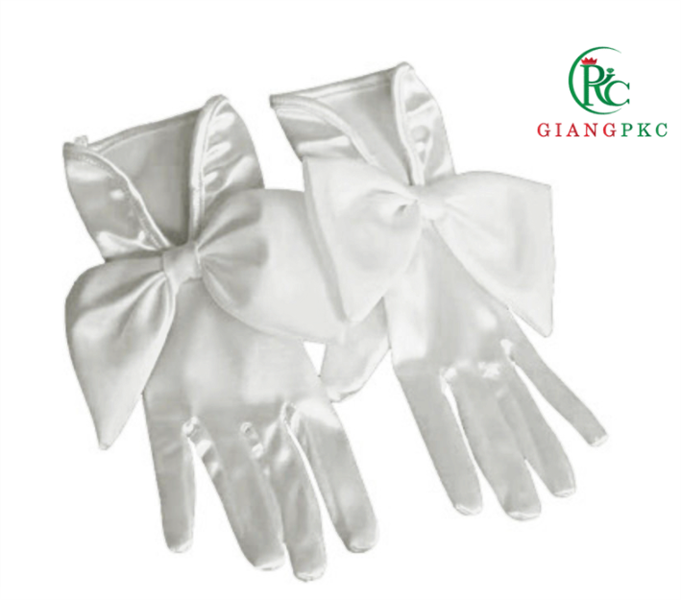 Găng tay cô dâu phi bóng xẻ cổ tay hở đính nơ phi mẫu đẹp Giangpkc SP2214266
