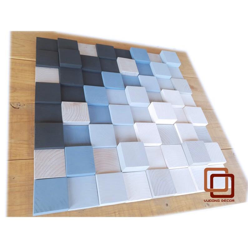 BỘ 2 Tranh gỗ trang trí 3D XANH NHẸ NHÀNG (Wood mosaic) - (KÍCH THƯỚC 30x30 và 50x50cm)