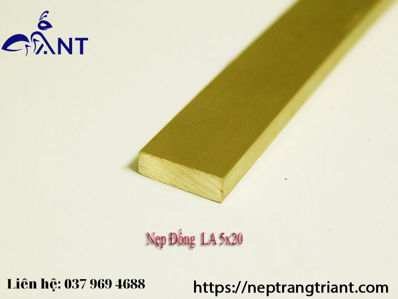 Nẹp đồng la 5x20, nẹp trang trí, thanh la đồng, thanh dài 3m, hỗ trợ cắt theo kích thước