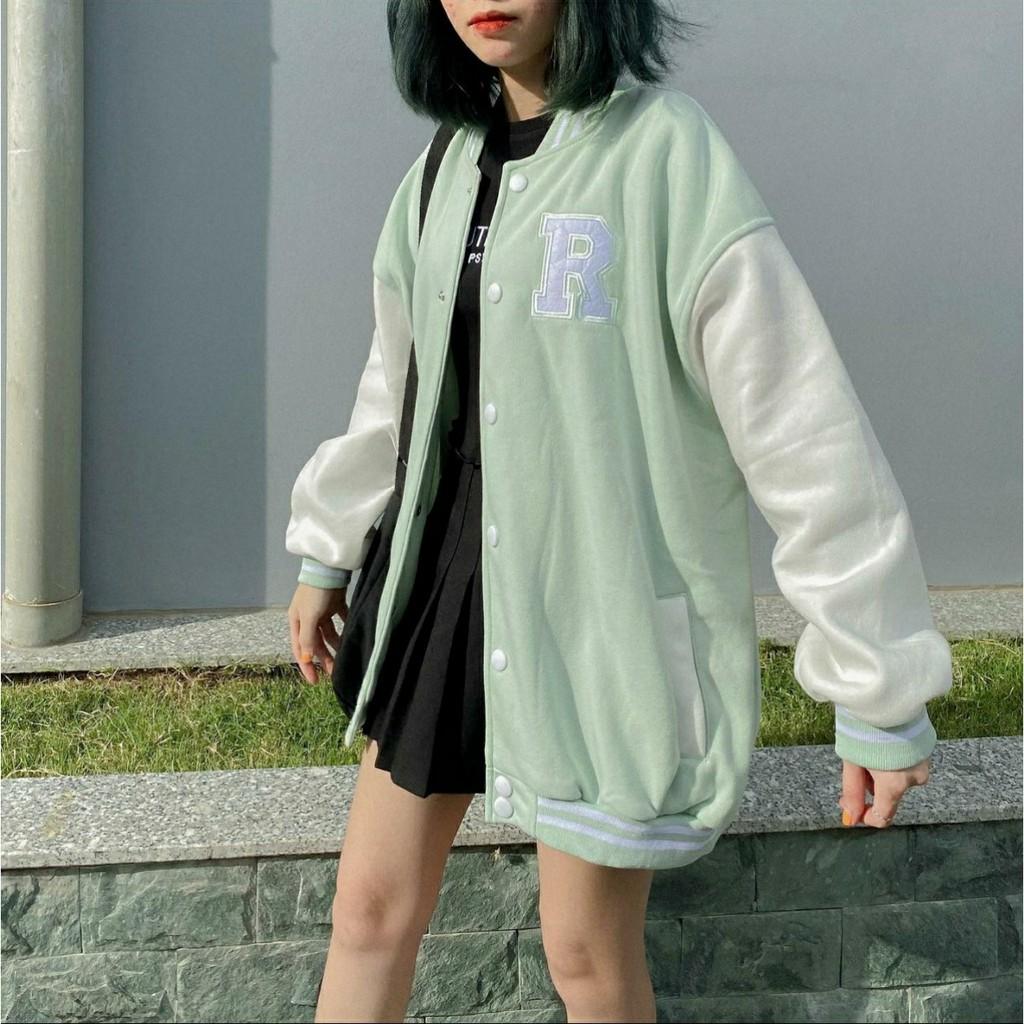 Áo Khoác BOMBER RAYSON Nỉ Bông Tay Dài Form Rộng Ulzzang Unisex (Ánh Thật)
