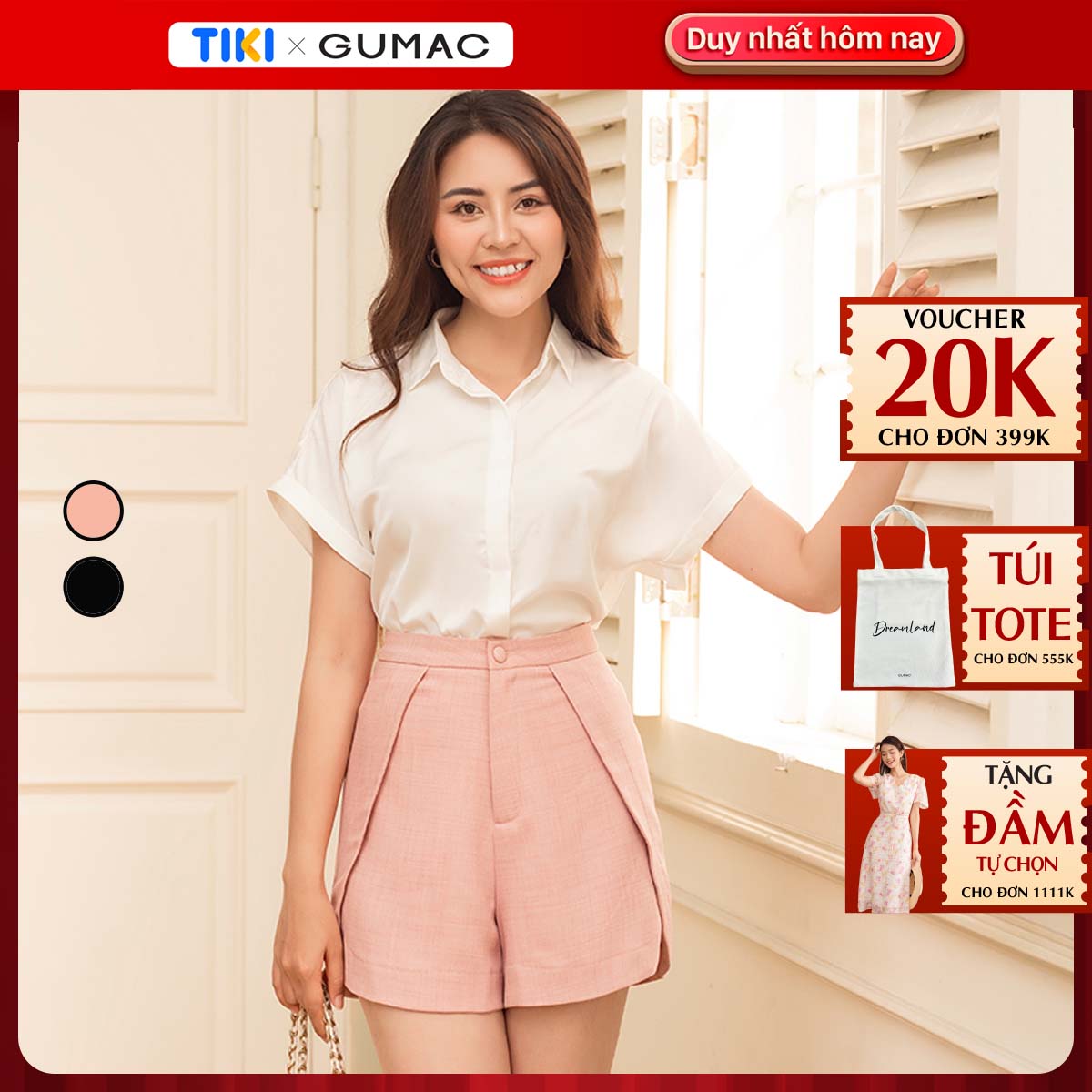 Set lẻ Áo blazer dáng lửng thời trang GUMAC AD06066 - Quần short đắp vạt thời trang GUMAC QD06065