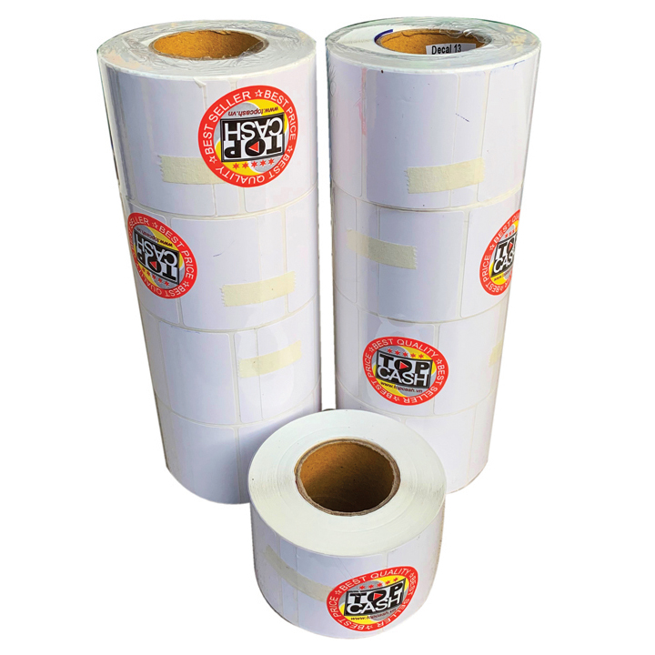 Giấy in tem mã vạch 58x37mm có keo, dùng in mã cân siêu thị, in tem phụ, Hàng chính hãng TOPCASH