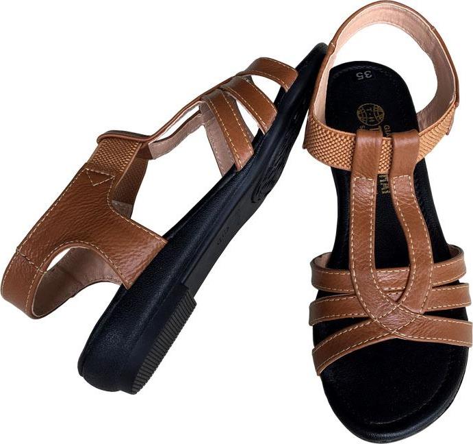 Giày sandal nữ Trường Hải đế cao 2.5cm quai dép da bò thật không nổ da đế cao su không trơn thời trang cao cấp SDN082