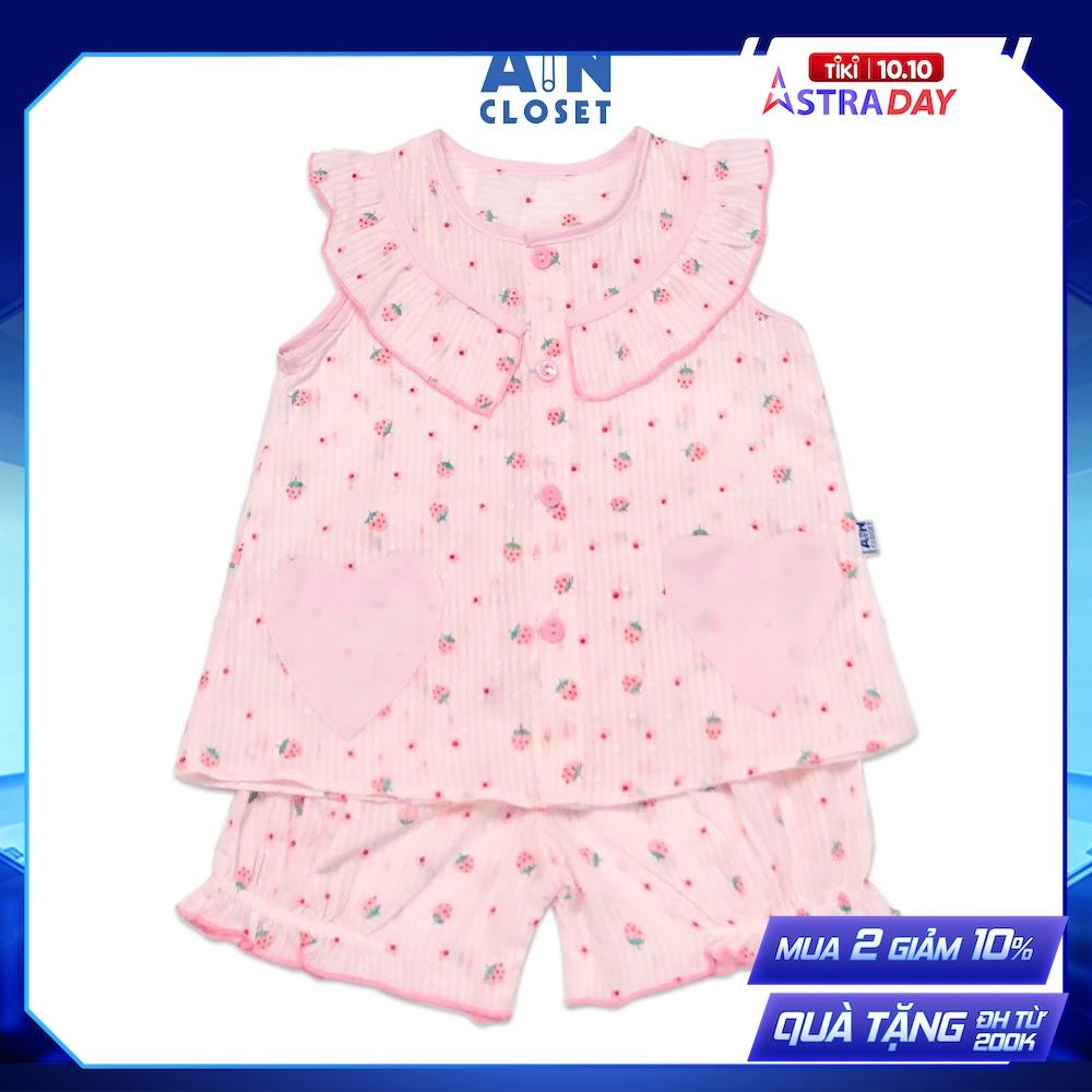 Bộ quần áo ngắn bé gái họa tiết Dâu hạt - AICDBGBRC5PE - AIN Closet