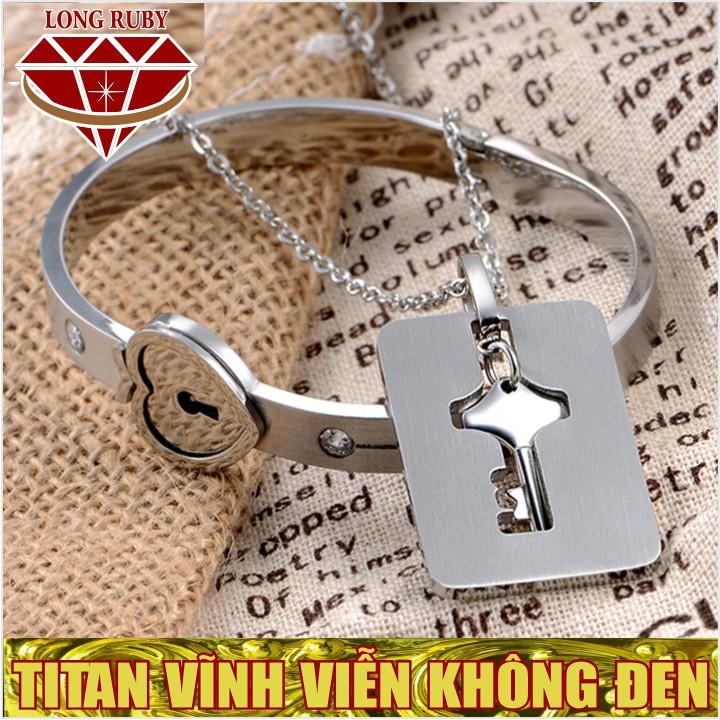 BỘ VÒNG VÀ DÂY CHUYỀN TITAN Ổ KHÓA CHÌA KHÓA màu VÀNG, HỒNG, TRẮNG