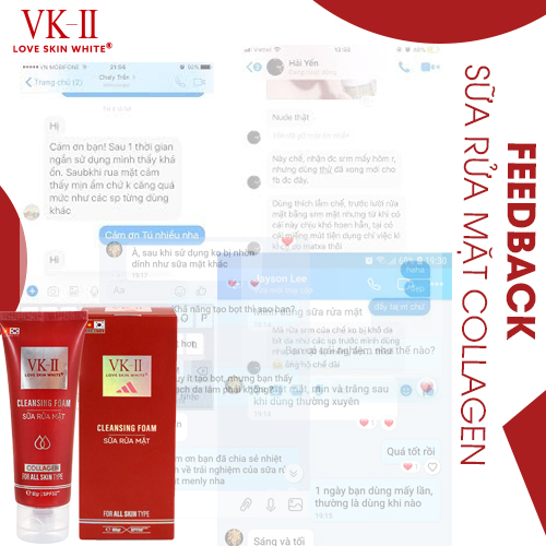 Sữa rửa mặt VK II Cleasing Foam Collagen Love Skin White 80ml