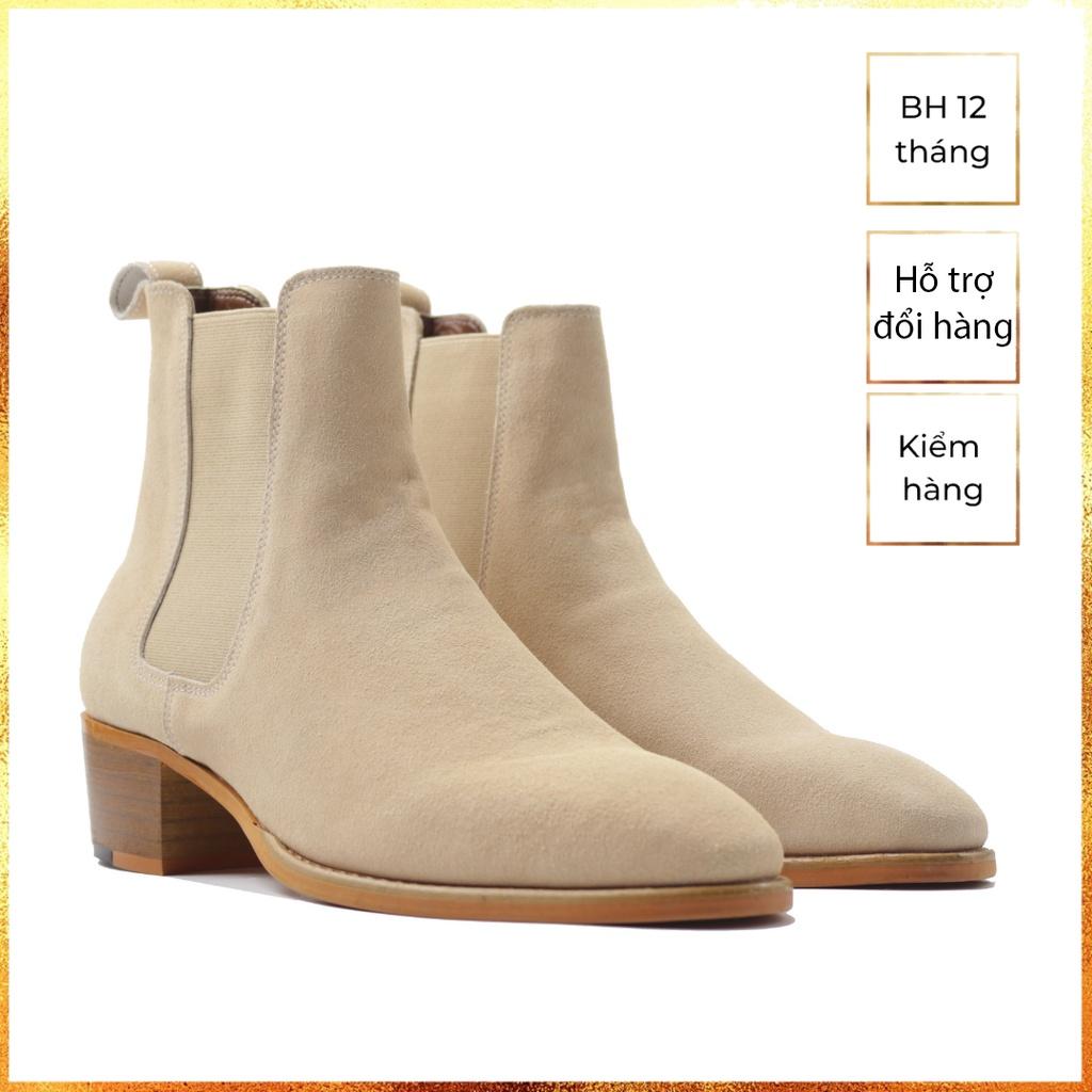 Giày Chelsea boots tan da bò cao cấp nhập khẩu handmade August shoes CB21T gót 5cm