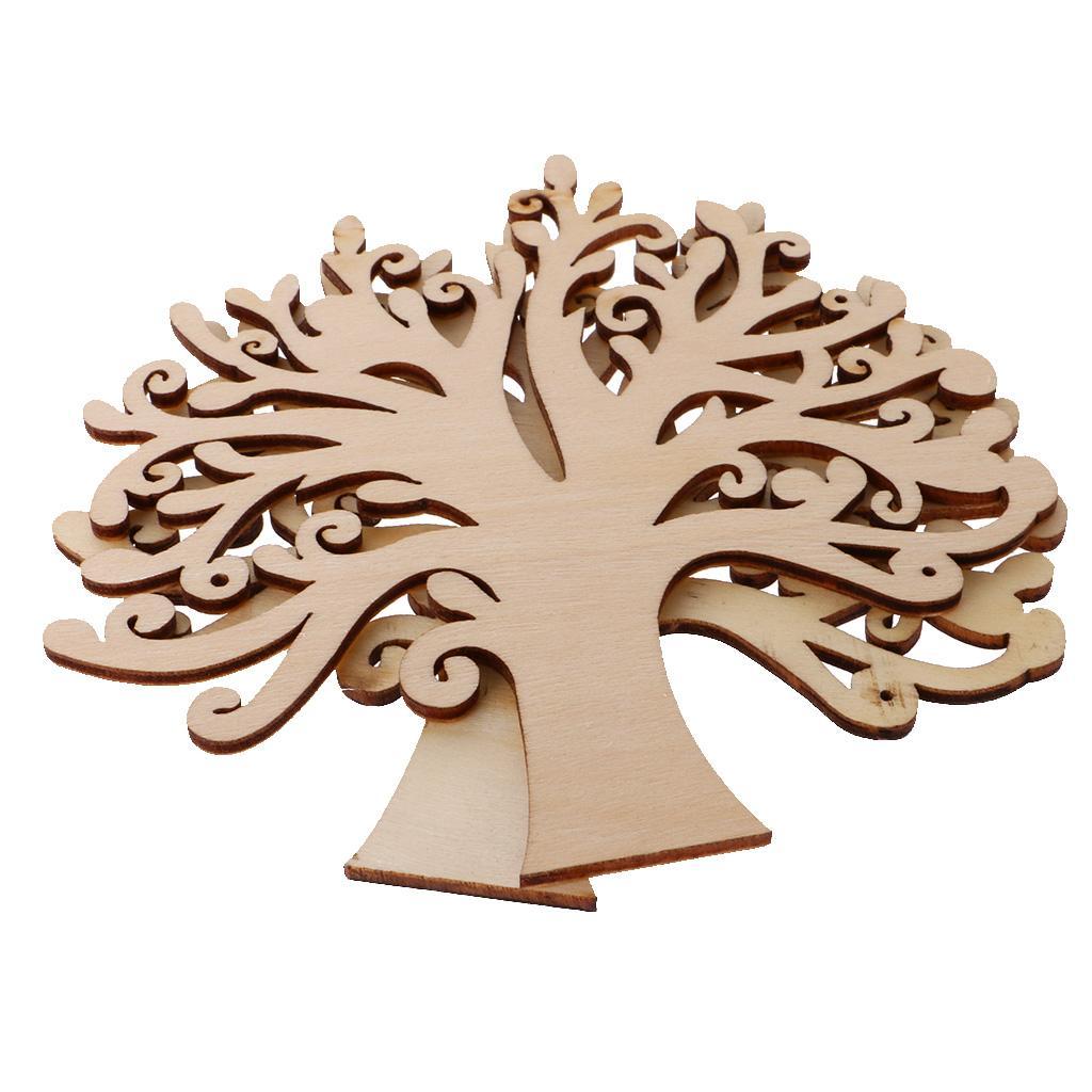 10 Pieces Unpainted Blank Wood Wooden Tree Embellishments for DIY Crafts