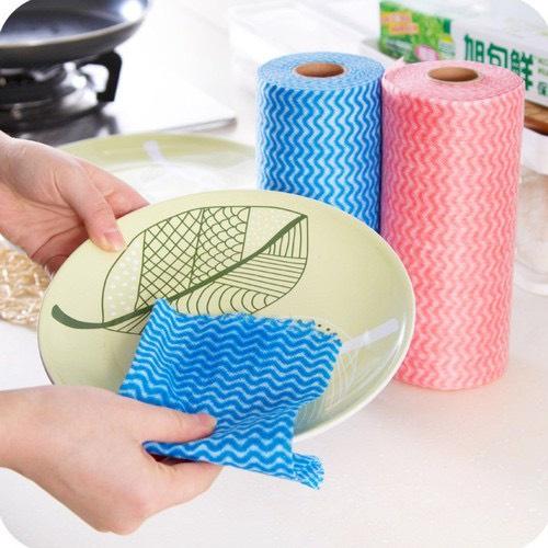 Giấy Lau Đa Năng - Khăn Lau Bếp, Lau Tay 220 Tờ 1 Cuộn Có Thể Giặt Được Kích Thước 20 - 25 Cm