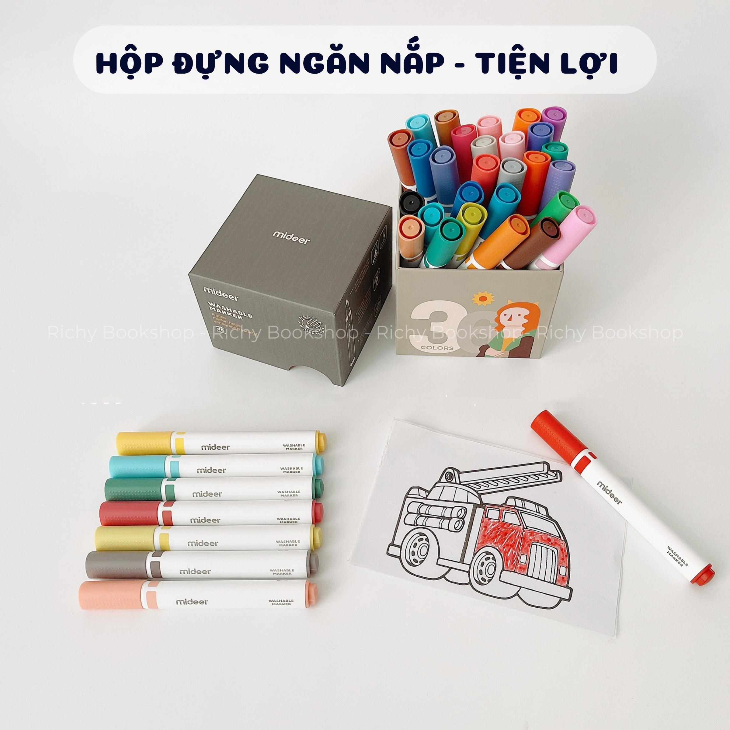 Hộp Bút Dạ Màu Nước An Toàn cho bé Washable Marker MIDEER