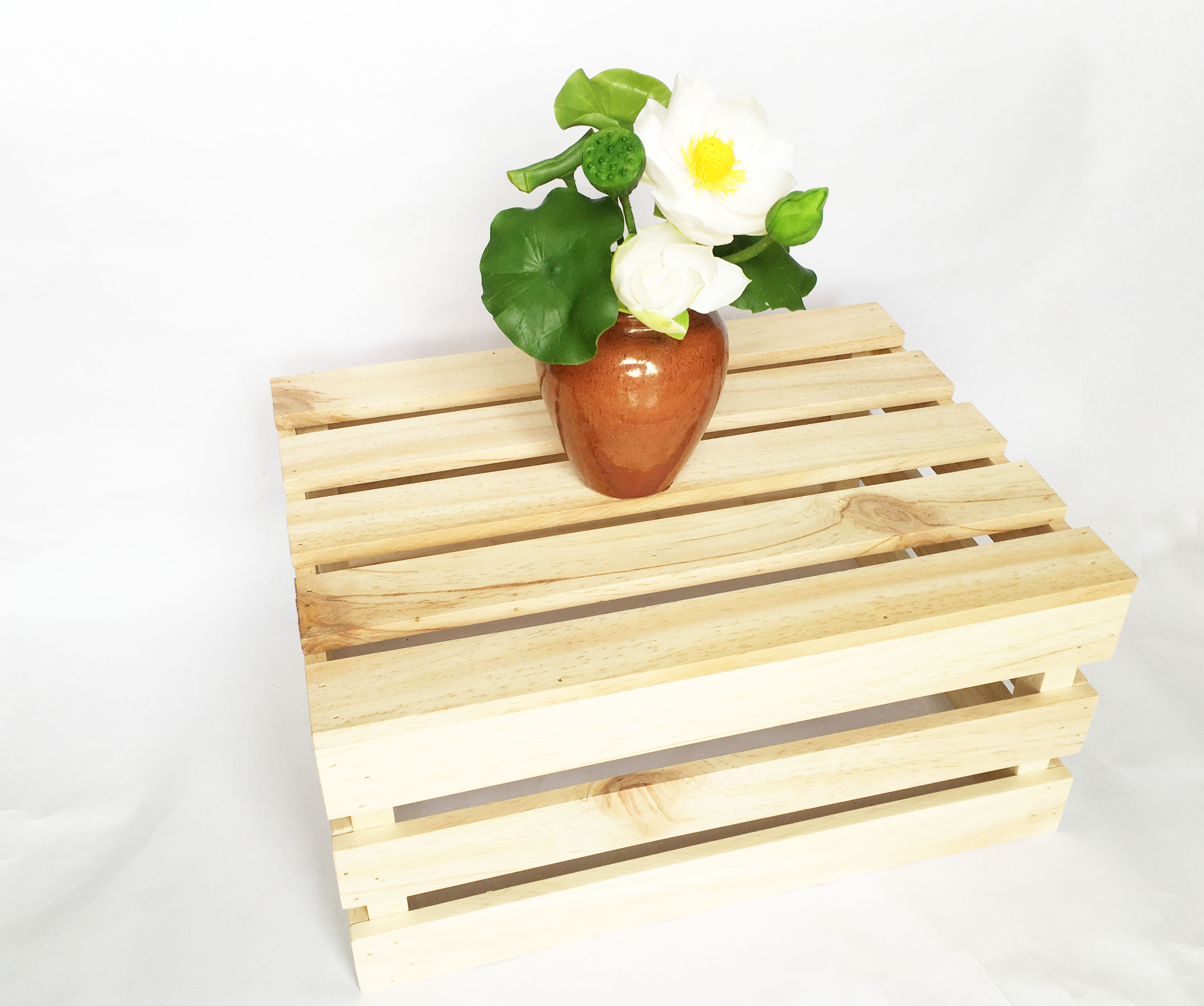 Thùng gỗ Pallet đựng đồ - trang trí homestay- Kệ decor đa năng KT 40x30x18