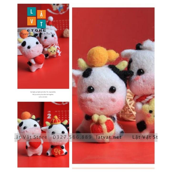 BỘ LEN CHỌC BÒ BƯỚNG BỈNH ĐÁNG YÊU - needle felting len chọc đơn giản cho người mới bắt đầu