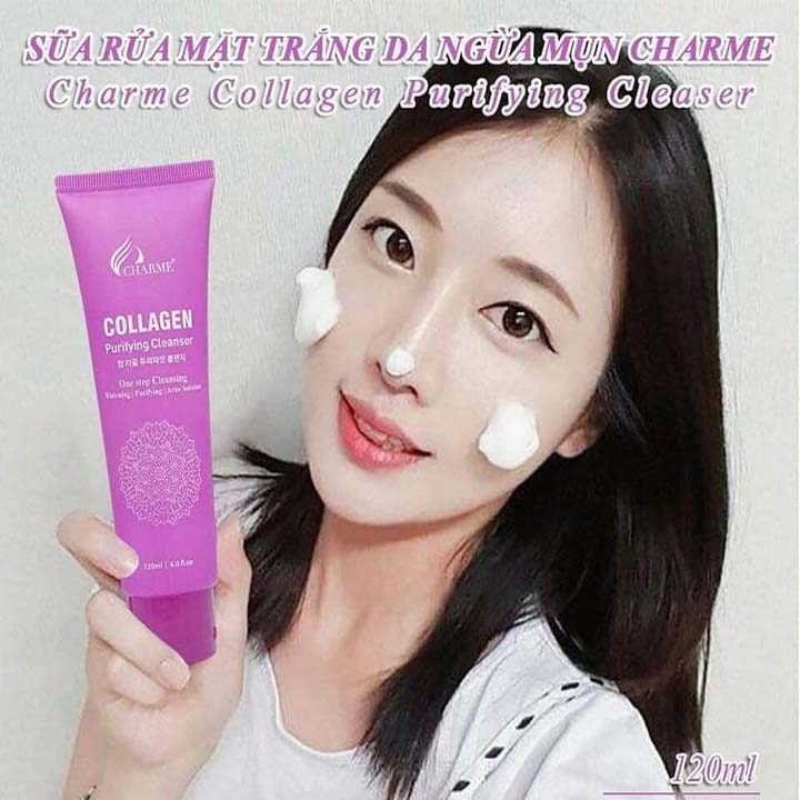 Sũa Rửa Mặt Collagen Trắng Da Ngừa Mụn Charme Collagen Purifying 120ml