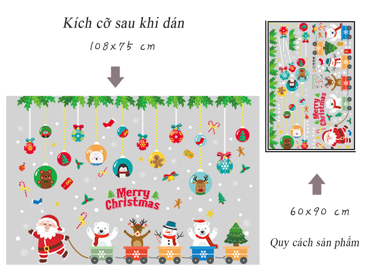 DECAL DÁN KÍNH- DÂY TREO QUẢ CẦU NOEL