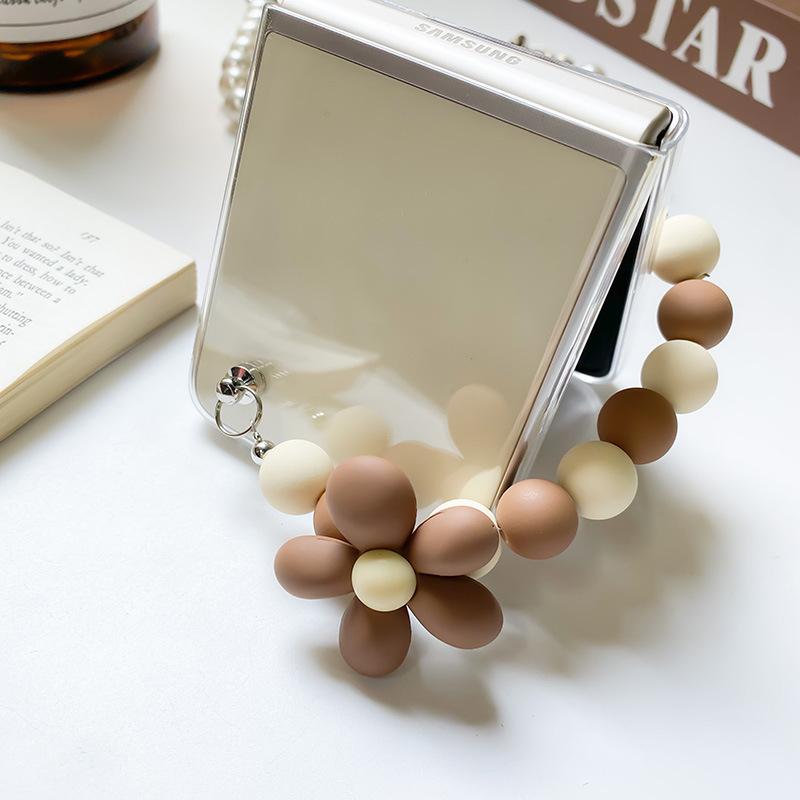 Ốp Lưng Cho Samsung Galaxy Z Flip 4 / Z Flip 3 Trong Suốt Gấu Nâu Kèm Dây Cầm Tay - BUM STORE GALAXY CASE