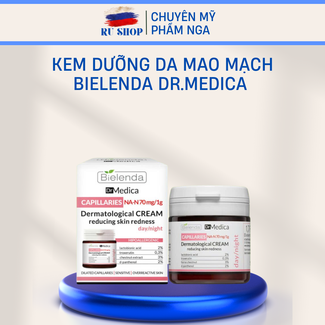 Kem dưỡng Bielenda Dr Medica cho da mỏng đỏ, giãn mao mạch, nhạy cảm 50ml