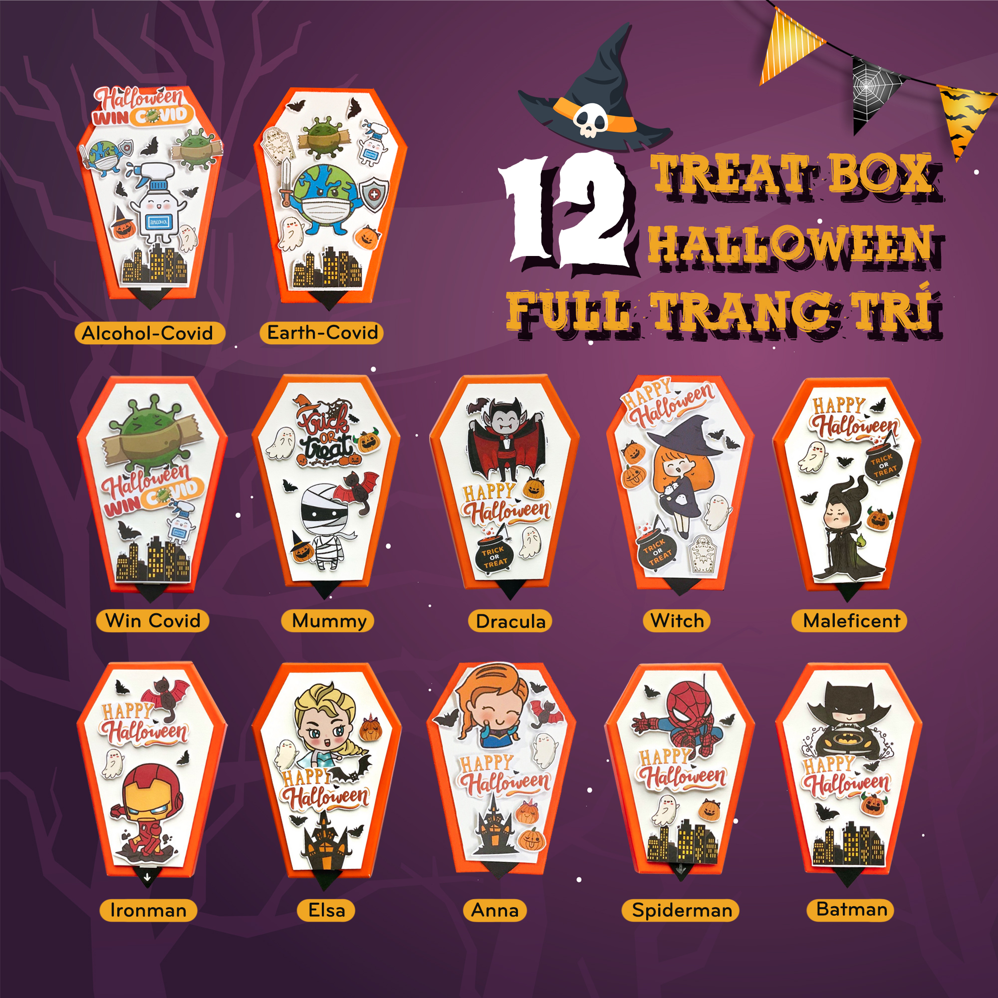 HỘP KẸO HALLOWEEN – CANDY TREAT BOX (FULL KẸO