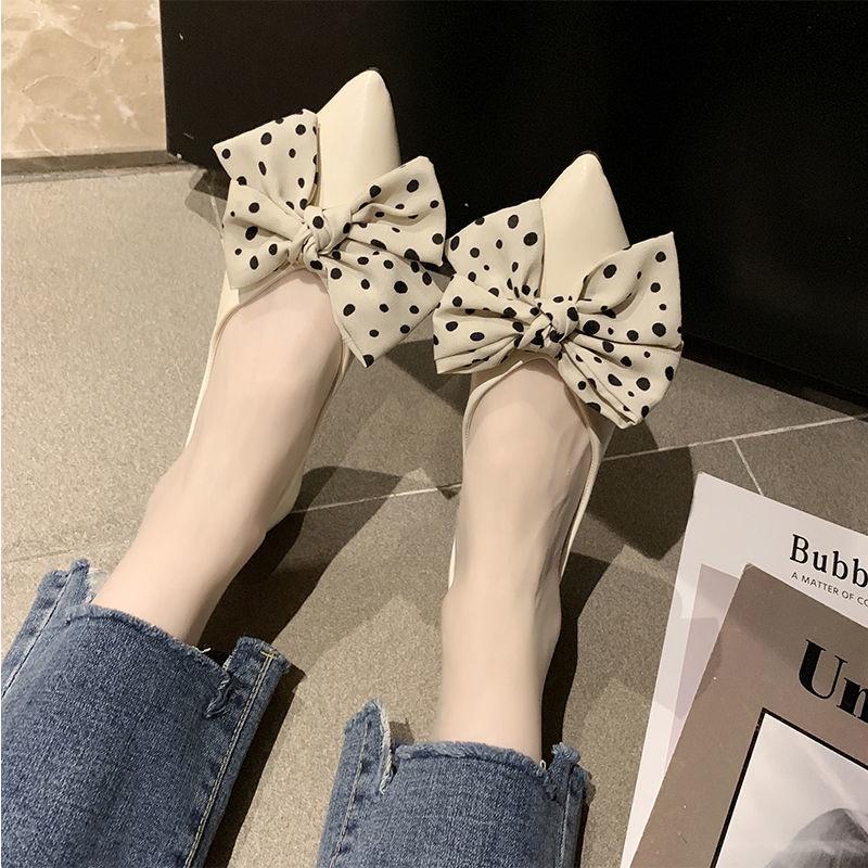 Giày Búp Bê Da Đính Nơ Xinh Xắn Cho Nữ