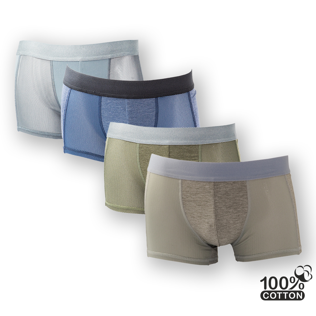 Hộp 5 quần lót nam Boxer cao cấp nhiều lưng vải cotton 4 chiều có phối lưới mịn mát thoáng khí co giãn đàn hồi tốt, nhiều màu, quần xì đồ lót sịp đùi nam - ( Giao màu ngãu nhiên )