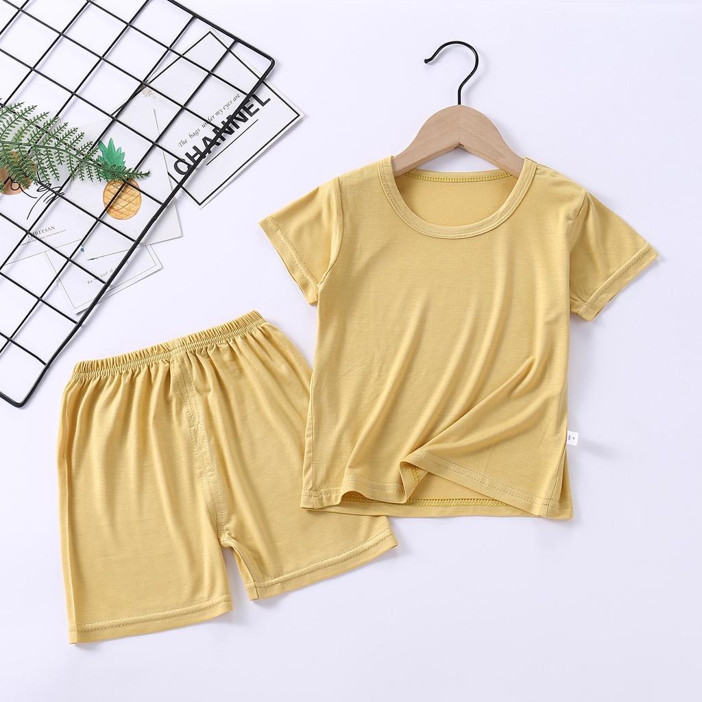 Bộ quần áo ngắn tay cotton trẻ em, quần áo mặc thoáng mát mềm mại  cho bé trai và bé gái