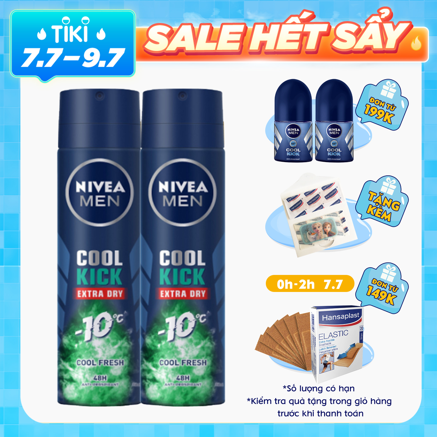 Combo 2 Xịt Ngăn Mùi NIVEA MEN Cool Kick Mát Lạnh - Thơm sảng khoái (150ml) - 83165