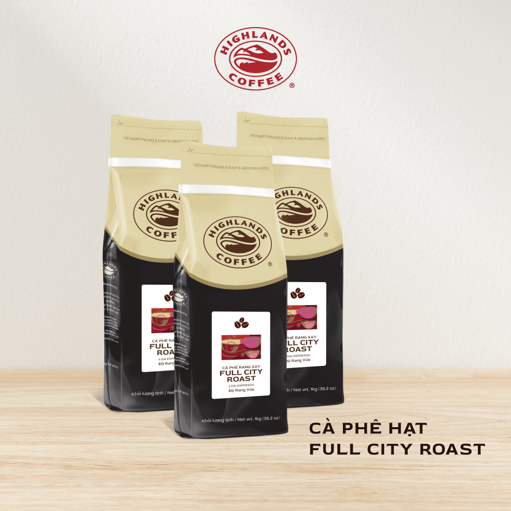 Combo 3 Cà Phê Hạt Full City Roast Highlands Coffee 1kg 