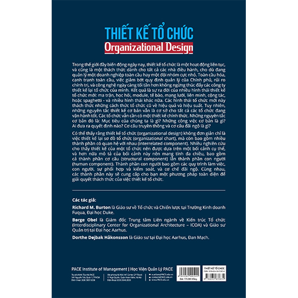 Sách PACE Books - Thiết kế tổ chức (Organizational Design) - Richard M. Burton, Brge Obel, Dorthe Djbak Hkonsson