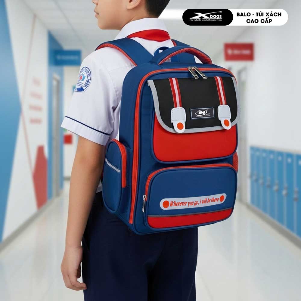 Balo Đi Học Cấp 1 Cao Cấp TNBags Smart Red TN.B.3110 Màu Đỏ Thời Trang, Chống Gù, Nhiều Ngăn Tiện Lợi!
