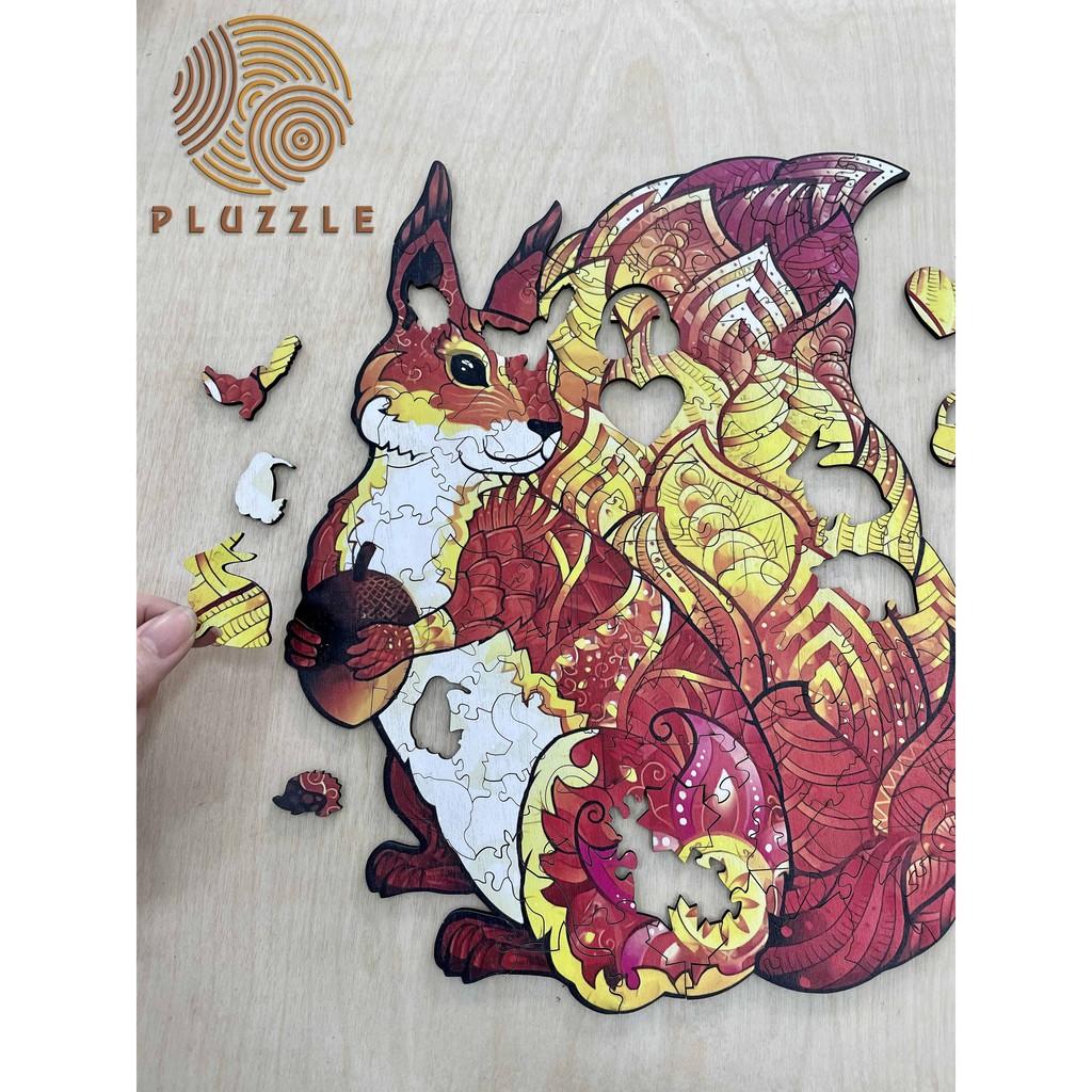 Bộ xếp hình gỗ thông minh puzzle đồ chơi ghép hình - Con Sóc Hạt Dẻ - PZ033