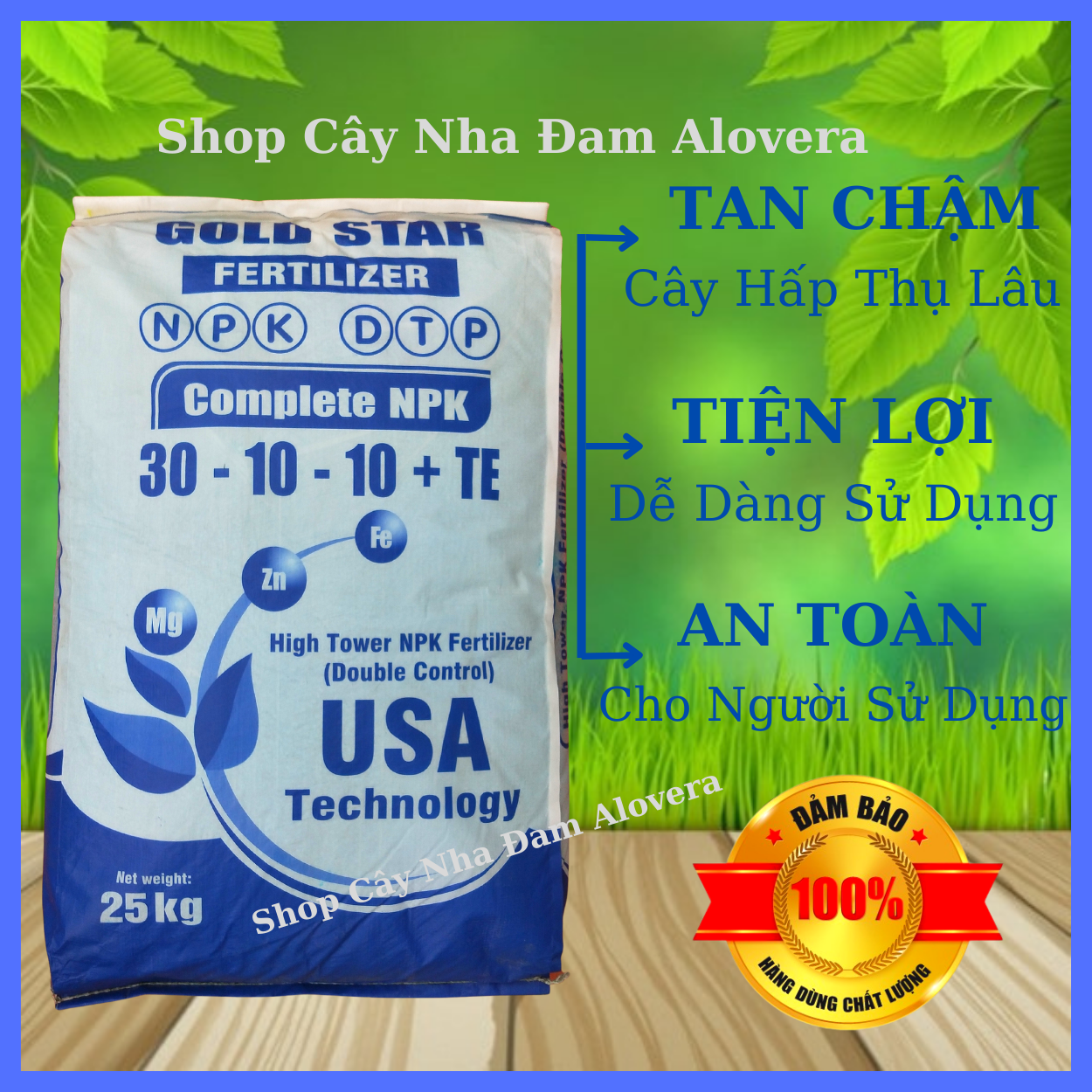 Phân NPK 30 10 10 + TE USA Cao Cấp (1KG) Chuyên Rau Màu, Hoa Cây Cảnh