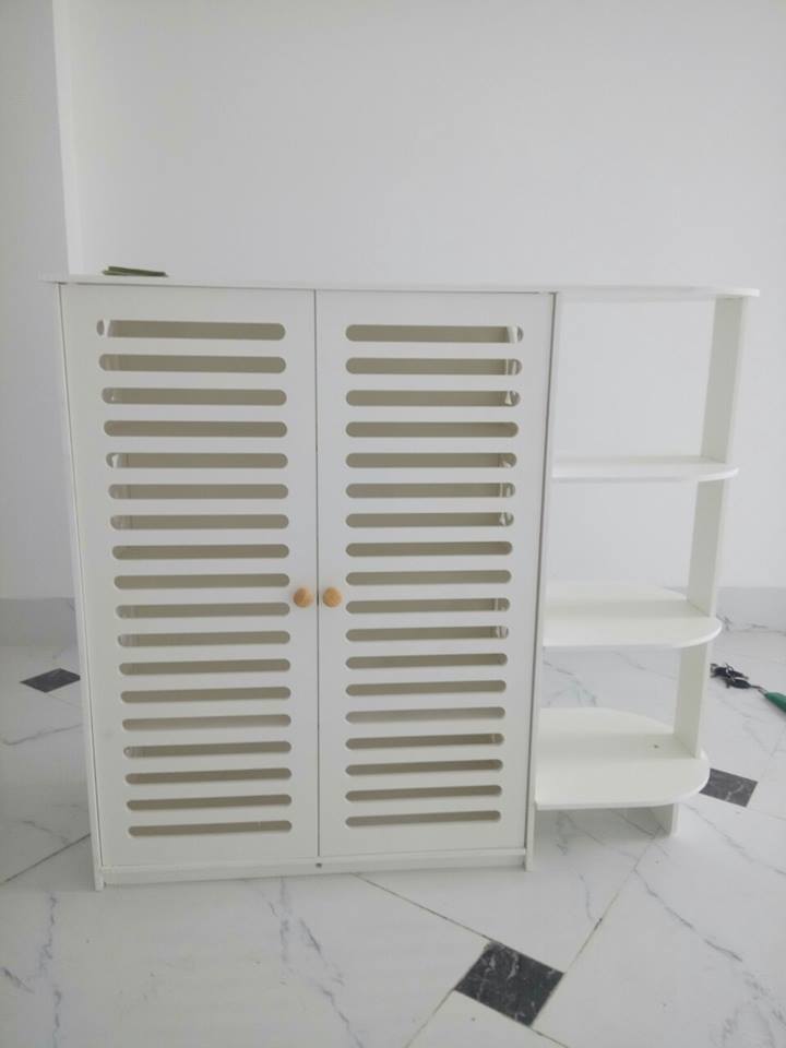 Tủ giầy 4 tầng kết hợp, Gỗ nhựa chống nước, chống mối mọt ẩm mốc (GB-214)