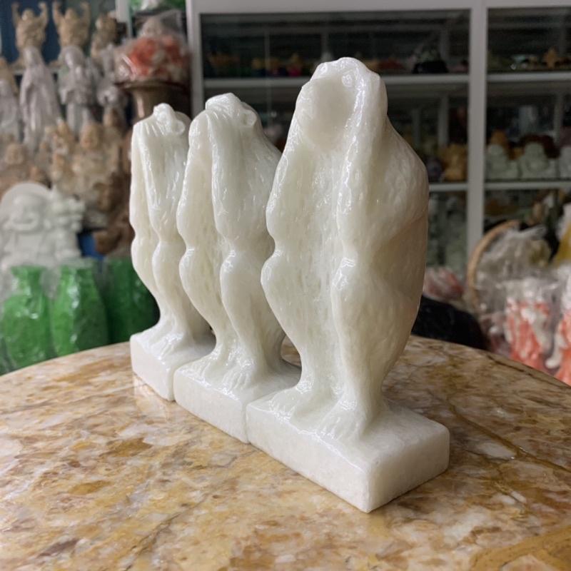 Bộ Tượng Tam Không Đá Cẩm Thạch Trắng - cao 15cm