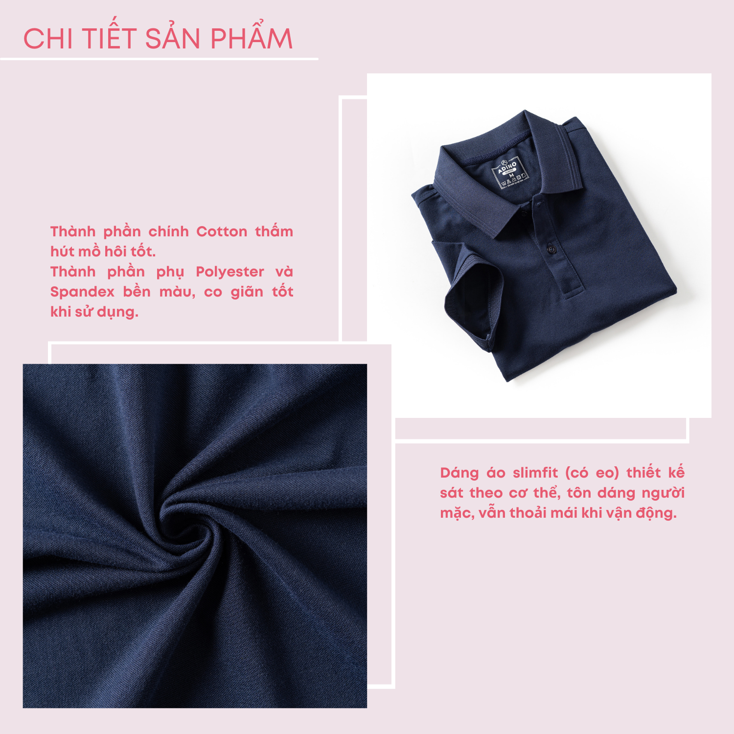 Áo polo nữ màu xanh đen phối viền chìm ADINO vải cotton polyester mềm dáng slimfit công sở hơi ôm trẻ trung APN03