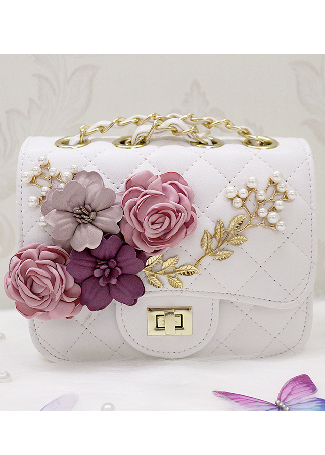 Túi da đính hoa vải BERI