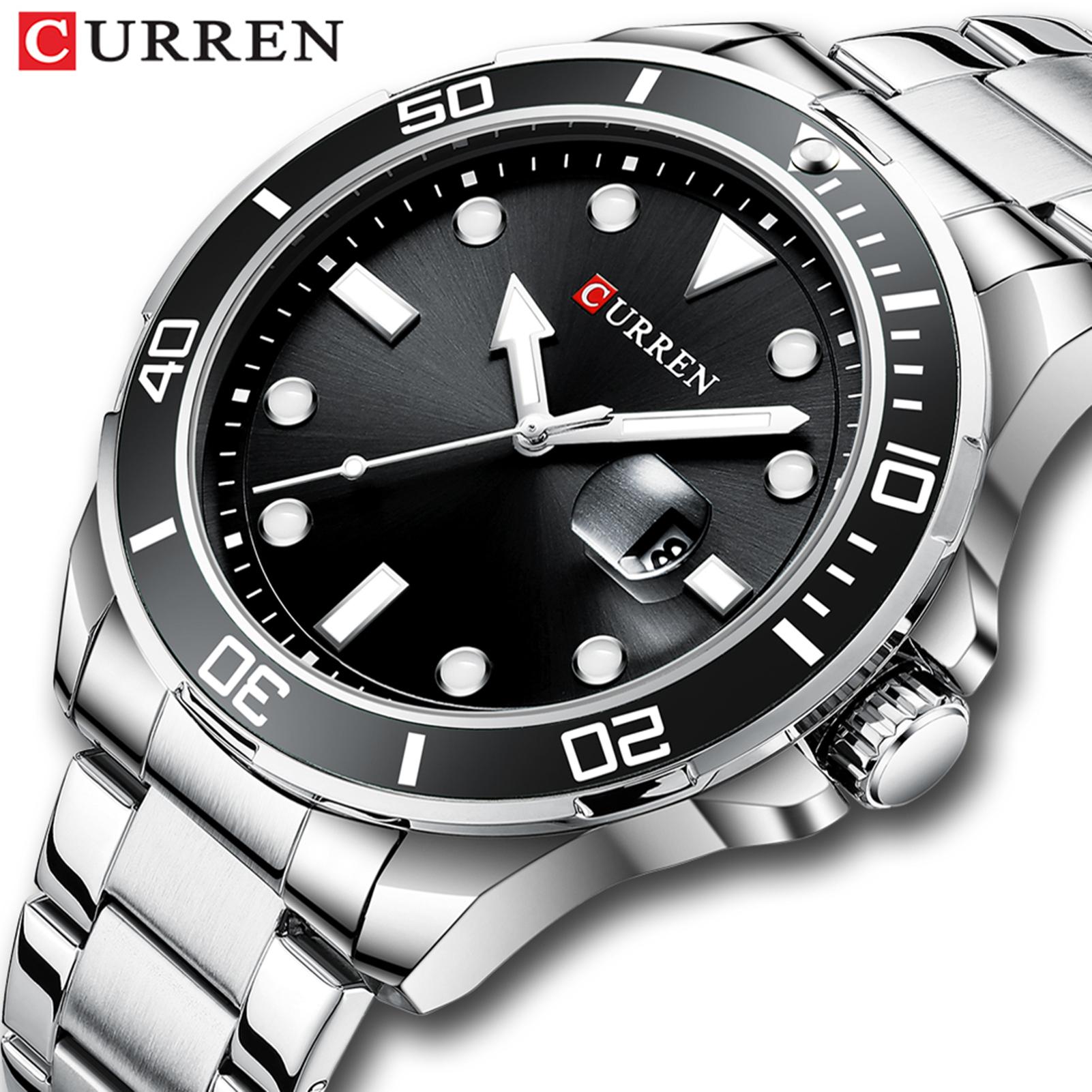 Đồng hồ CURREN Men Quartz cổ điển với dây đeo bằng thép không gỉ phát sáng 3ATM Chống thấm nước