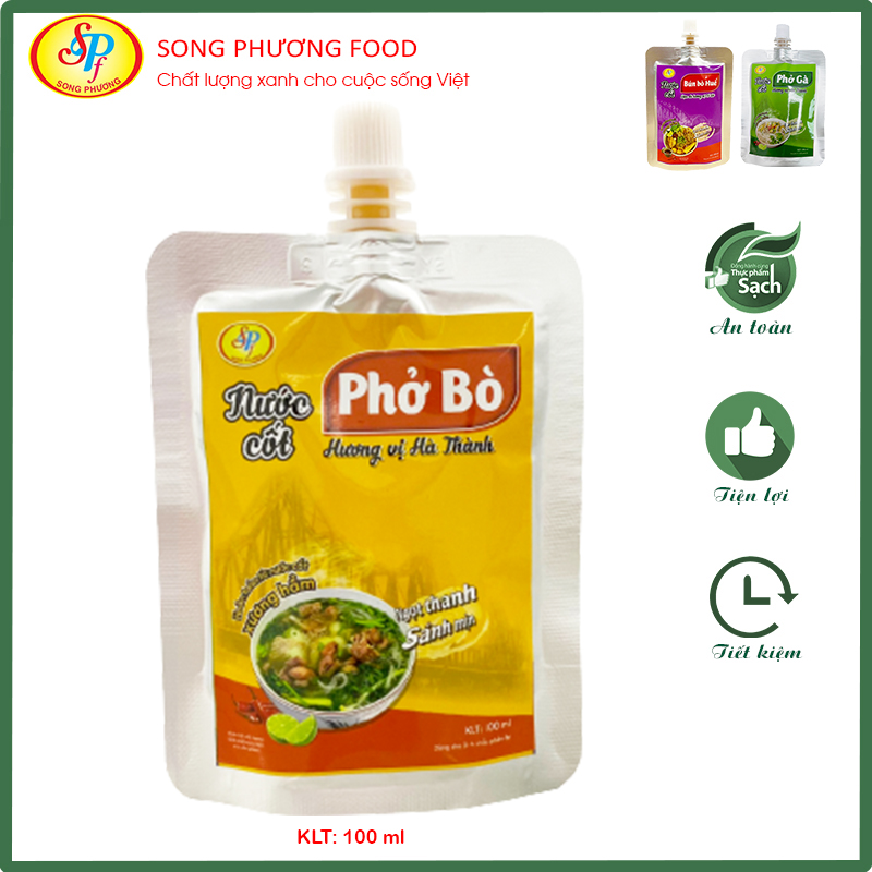 Nước cốt phở bò hương vị Hà Thành - Hàng xuất khẩu Nhật-Hoàn toàn từ nước cốt xương hầm,thơm ngon, chuẩn vị, không cần nêm nếm- túi 100ml