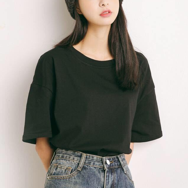 Áo thun trơn tay lỡ form rộng unisex - Phông trơn