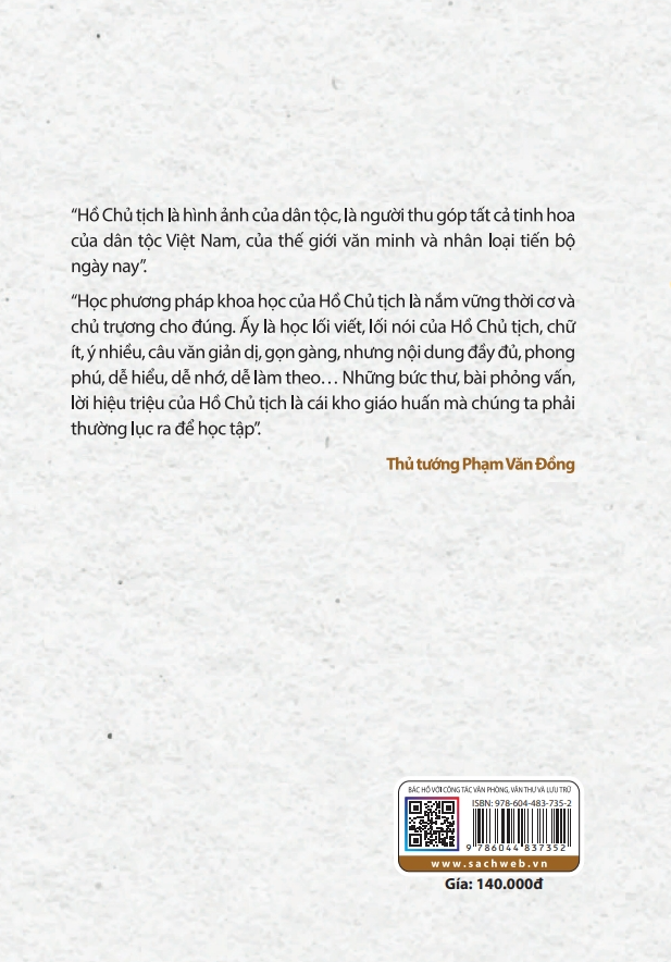 Sách Bác Hồ với công tác văn phòng, văn thư và lưu trữ